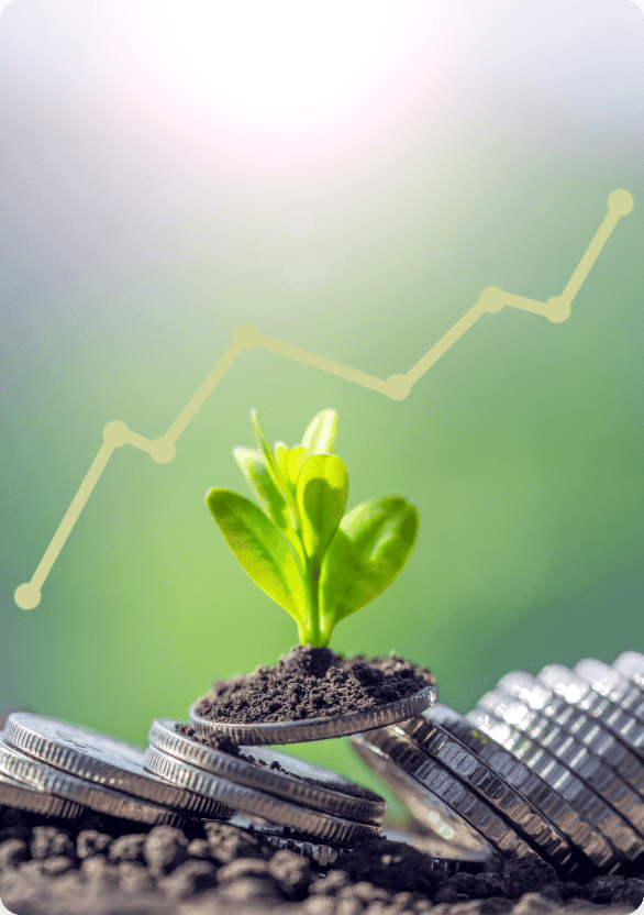 Growing green plant representing economic growth